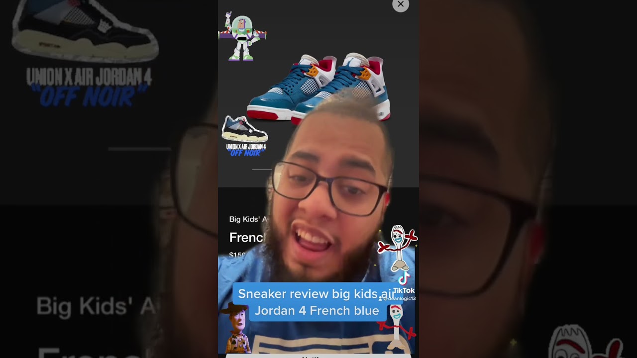 Sneaker review big kids air Jordan 4 French blue #airjordan #airjordans #airjordan4 #airjordan4retro