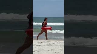 LIFEGUARD RUNNING ON THE BEACH? ARE THEY FILMING A NEW BAYWATCH MOVIE DAYTONA BEACH FLORIDA? #shorts