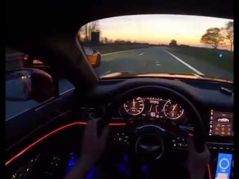 Bentley Continental GT vs Lamborghini Aventador SV on Autobahn. Which one do you prefer?⁠