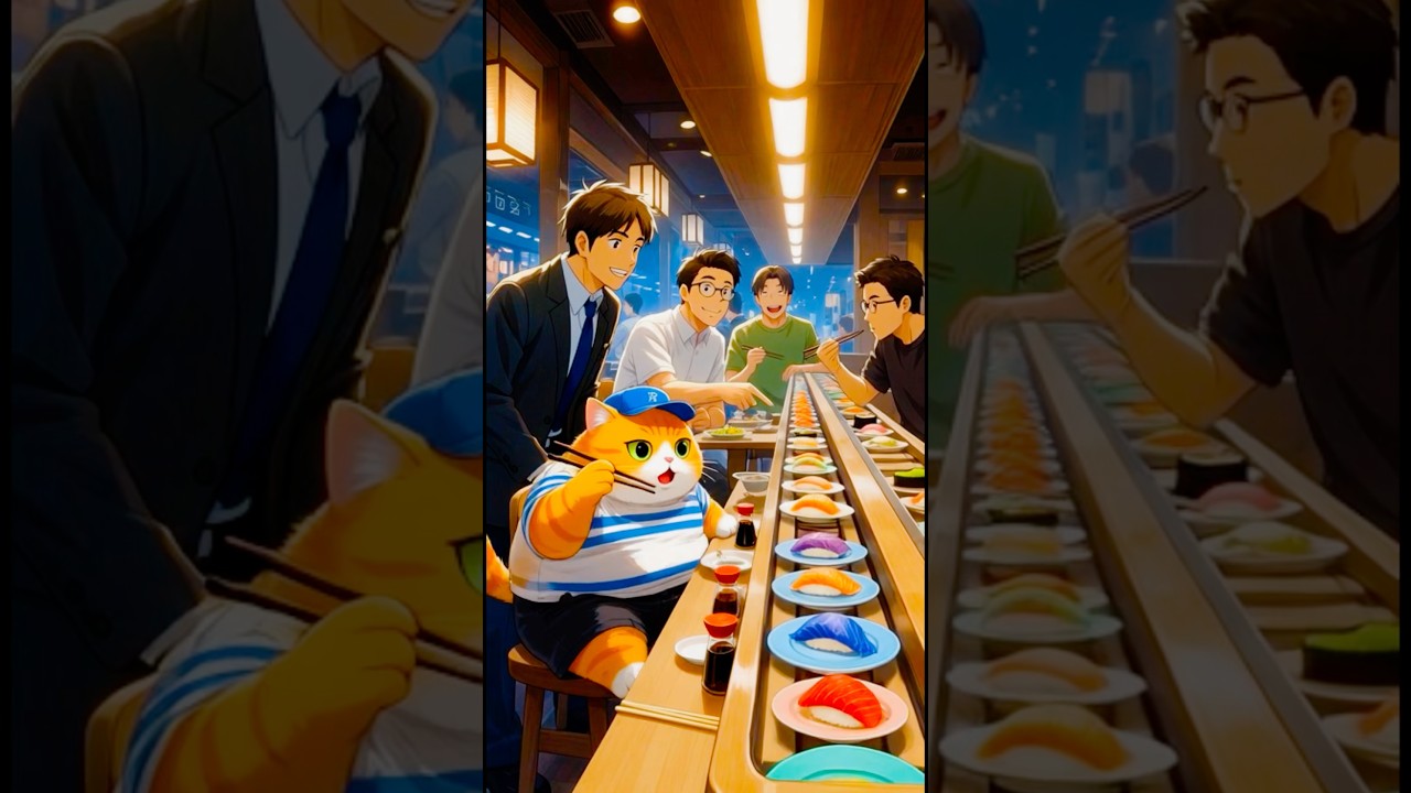 I went to eat sushi in Japan👍🥰 #foryou #cat #happy