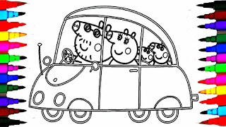 PEPPA PIG Coloring Book Pages Kids Fun Art Activities Videos For Children Learning Rainbow Color Car