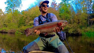 HOOKED A GIANT Fall RAINBOW TROUT | Seasonal Catch and Cook