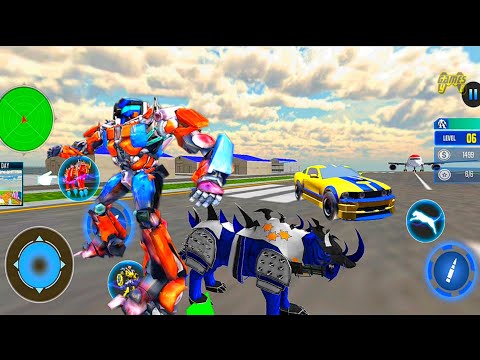 Flying Tiger Robot Car Motorcycle Transform 2022: Blue Robot Story Mode - Android iOS Gameplay