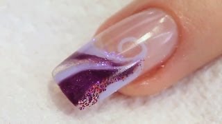 Glitter and UV Gel Swirl Nail Design Tutorial Video by Naio Nails