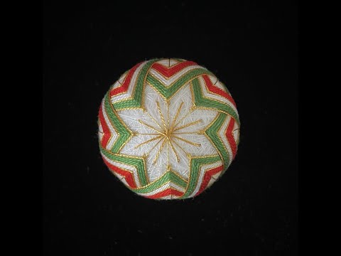 Temari Ball Embroidery Kit Tutorial - Christmas Diamonds, Japanese handcraft, Christmas ornament