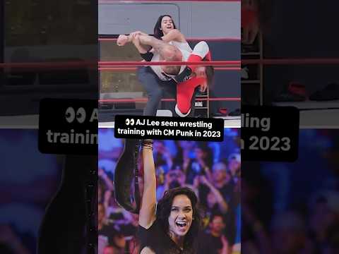 👀AJ Lee seen wrestling training with CM Punk in 2023! #wwe #womenswrestling