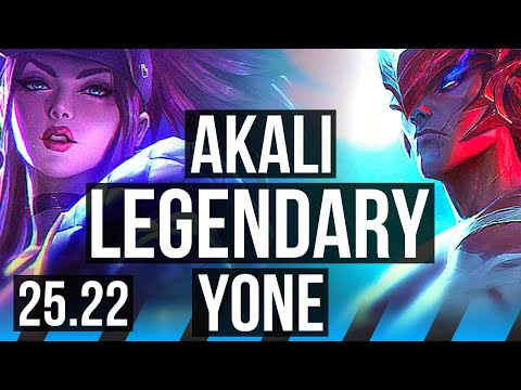 AKALI vs YONE (MID) | 13/0/4, Legendary | NA Challenger | 25.22