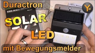 Duractron Solar LED Lampe mit Bewegungsmelder / Wasserdicht IP64
