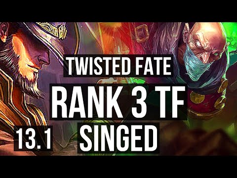 TF vs SINGED (MID) | Rank 3 TF, 4/1/7, 1.5M mastery, 400+ games, Rank 21 | KR Challenger | 13.1