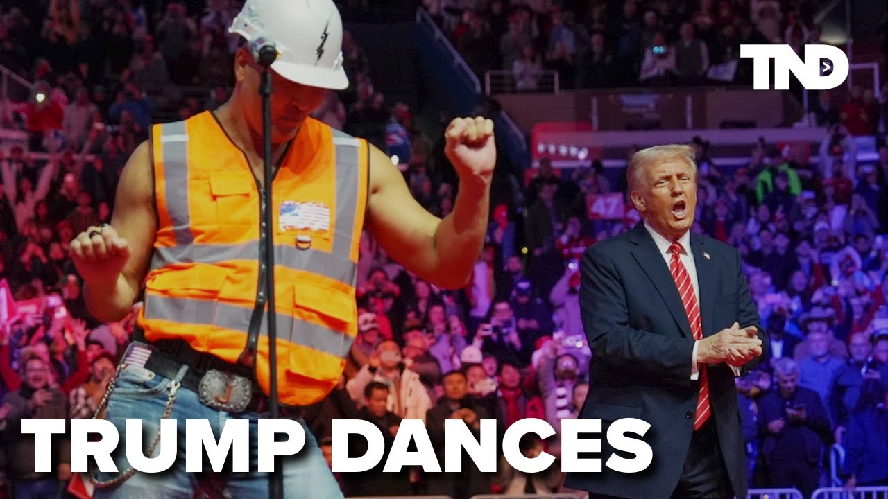Trump dances as the Village People perform YMCA at victory rally