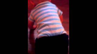 Charlie climbs up the steps