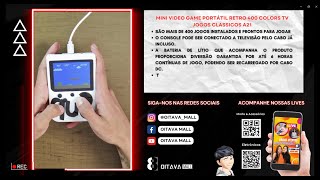 Mini Vídeo Portátil 400 Game Jogos Retrô Clássicos!