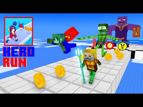 Monster School: GIRL & BOY SUPER HERO RUN CHALLENGE - Minecraft Animation