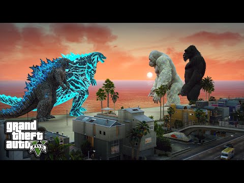 Team Godzilla vs Team Kong Rematch Battle ( GTA V Mods )
