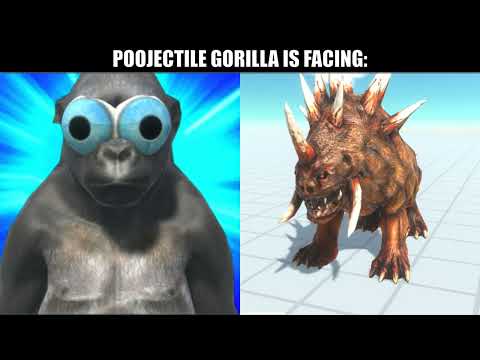 POOJECTILE GORILLA BECOMING CANNY  POOJECTILE GORILLA IS FACING - ANIMAL REVOLT BATTLE SIMULATOR