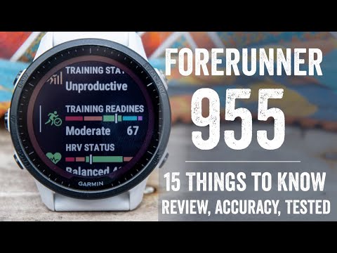 Išmanusis laikrodis Garmin Forerunner 955, Juodos spalvos korpuso apvadas su baltos spalvos dirželiu video