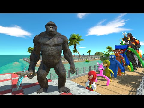 King Kong vs Rainbow Friends OASIS DEATH RUN - Animal Revolt Battle Simulator