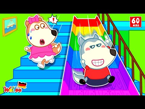 Wolfoo Geschichte 🐺 Wolfoo hat eine Rutsche zum Treppensteigen bekommen! | Videos für Kinder