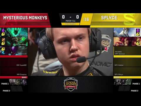 SPY vs MM, Game 1   EU LCS 2017 Summer    Splyce vs Mysterious Monkeys G11