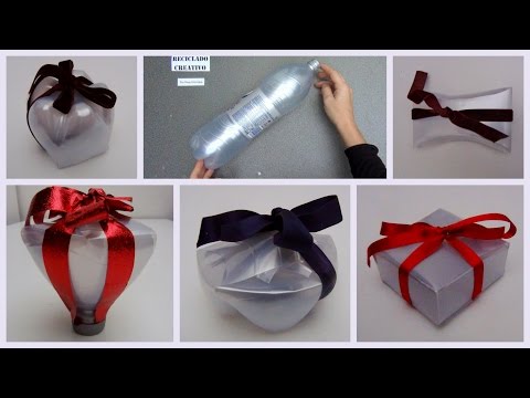 4 cajas de regalo con botellas de plástico para Navidad