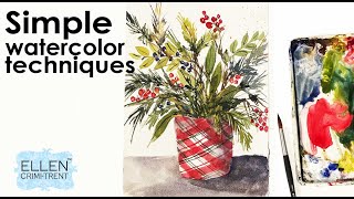 Watercolor Techniques for Holiday Greens