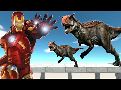 IronMan vs carnotaurus FAMILY Death Run - Animal Revolt Battle Simulator