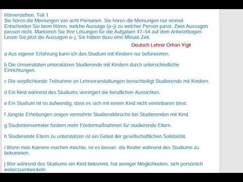 #StudiumUndEltern-Telc C1 - Hörverstehen Teil 1-  Mit Lösungen-izleme amaçlıdır- kopyalanamaz