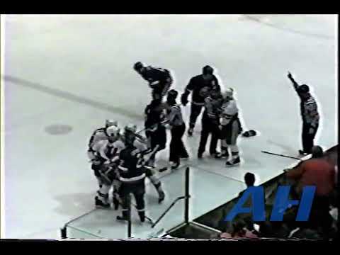 AHL Feb. 9, 1991 Jamie Huscroft,UTI v Paul Guay,CD Utica Devils Capital District Islanders