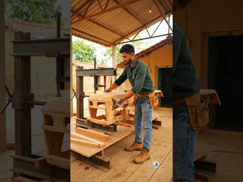 He Built a Real TRACTOR From wood 😱🔥..#shorts #woodworking #millionviews #woodcutting