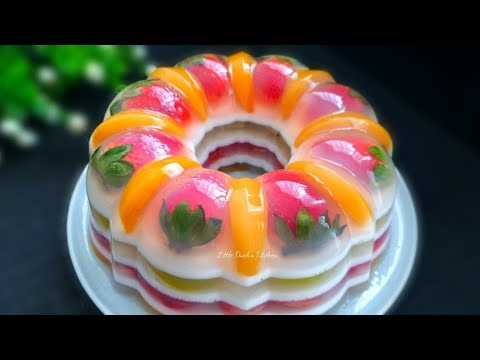 美丽的水果燕菜果冻蛋糕 ❤ How to make Beautiful Fruit Jelly Cake #littleduckkitchen