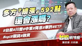 多方『續漲』592點，還會漲嗎?#台股#川普#中東#降息#華許#ETF #cpi#期貨#融資｜小武哥投資事務所｜陳武傑 (圖)