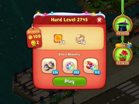 Gardenscapes Level 2745 With No Boosters - Hard Level