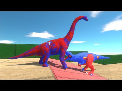 Blue spiderman t-rex DEATH RUN - ANIMAL REVOLT BATTLE SIMULATOR || tauPlays sims eps117