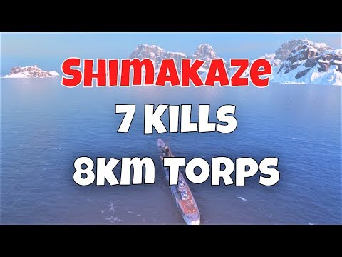 Shimakaze T10 IJN DD | 7 kills, 8km Torps | World of Warships