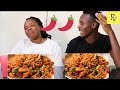 EXTREMELY SPICY NOODLE CHALLENGE |FIRST TO DRINK WATER LOOSES🍜🤪