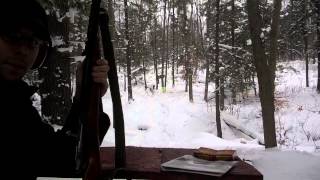 preview picture of video 'Mosin Nagant m44 7.62x54 at 45 yards in February'