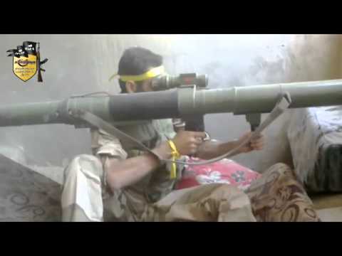 استهداف إحدى عربات قوات النظام بصاروخ أوسا من قبل لواء المرابطين في حي الرصافة في دير الزور