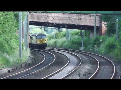 Colas 56087 56105 DIT 6C37 Chirk Carlisle Logs Hest Bank 14th July 2013
