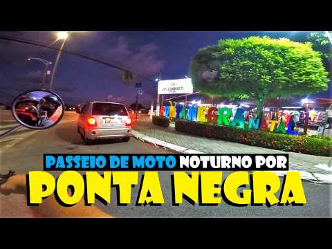 Passeio NOTURNO de MOTO por PONTA NEGRA, em NATAL no RIO GRANDE DO NORTE #litoral #virago250 #mottu