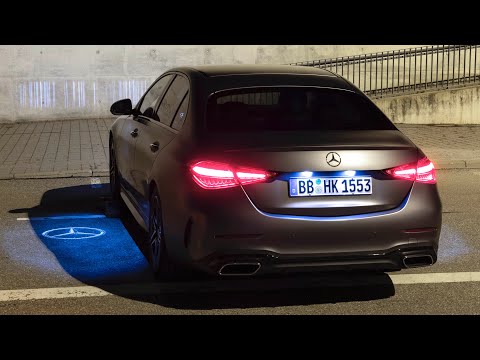 Mercedes C-CLASS 2022 night DRIVE - CRAZY DIGITAL lights demonstration on the road & safety systems