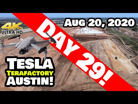 Tesla Gigafactory Austin 4K 8/20/20 - Tesla Terafactory Austin TX - Swamp Creature Time-Lapse!