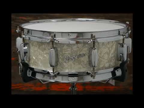 Rogers 5x14" Dynasonic Wood Snare Drum - 1960s White Marine Pearl image 11