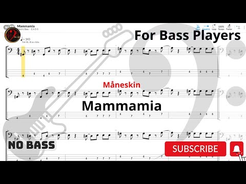 Måneskin - mammamia (Play Along Tabs) (Bass Cover)