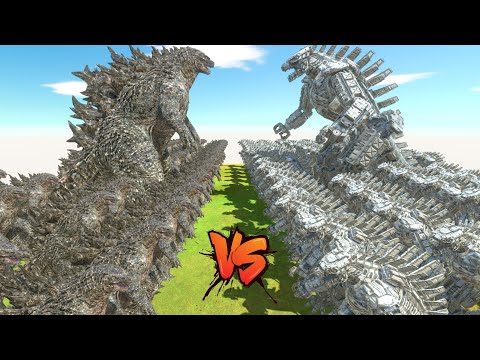 Red Godzilla X Shimo vs Blue Mechagodzilla Team - Animal Revolt Battle Simulator
