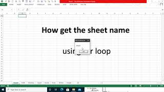 How get the sheet name using for loop