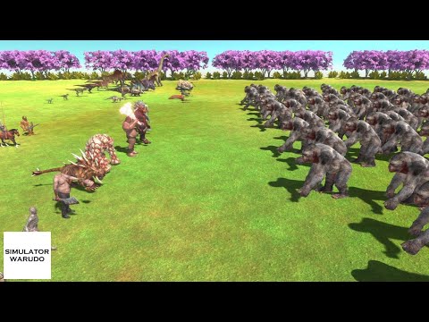 100 MUTANT PRIMATES Apes vs ALL Units Army Animal Revolt Battle Simulator
