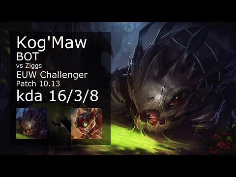 Kog'Maw ADC & Karma vs Ziggs & Pyke - EUW Challenger 16/3/8 Patch 10.13 Gameplay
