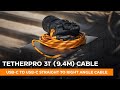 TetherPro USB-C to USB-C, 31′ (9.4m), Straight to Right Angle Tethering Cable