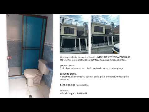 Casas, Venta, Unión de Vivienda Popular - $425.000.000