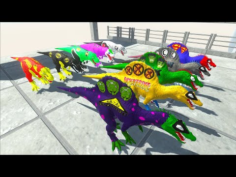 Marvel Comics 5 Spino Superhero Vs 5 T-rex Dinosaurs Race Champions Jurassic World Evolution